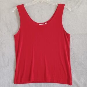 Chicos Travelers Sz 3‎ / XL Tank Top Red Slinky Scoop Neck Cruise Career Casual